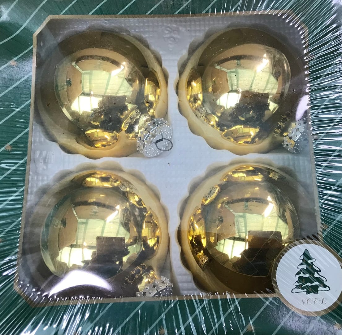 Karácsonyfadísz arany fényes szett 4 db-os 8 cm