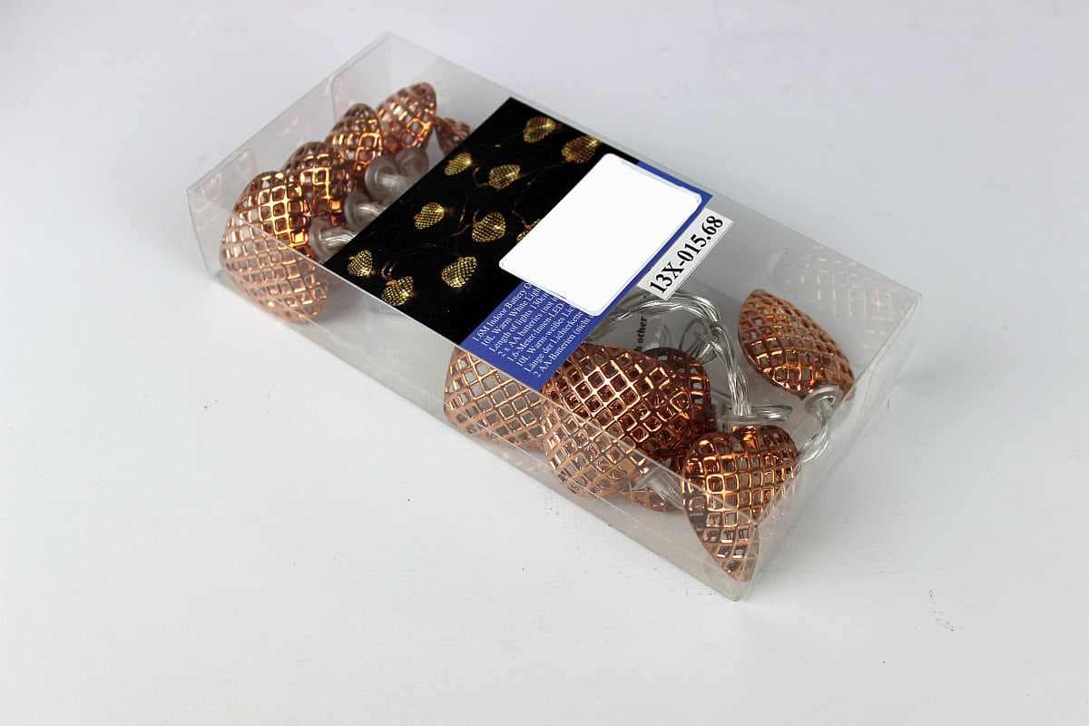 Réz színű karácsonyi fény fűzér szív 160 cm (E)