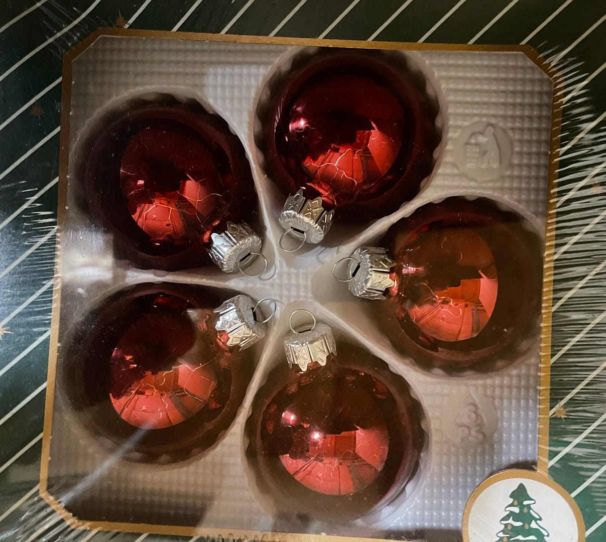 Karácsonyfadísz réz-vörös szett 5 db-os 6 cm-es