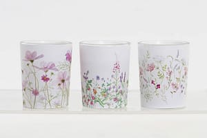 Gyertya szett 3 db-os mezei virágos (M)