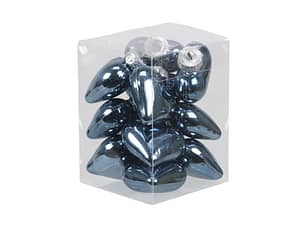 Kék fényes üveg szív 4 cm