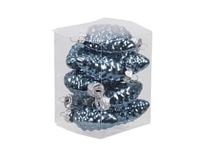 Kék fényes üveg toboz 6 cm