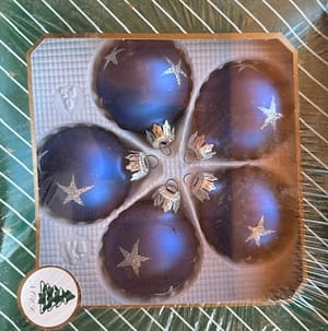 Karácsonyfadísz kék matt 5 db-os, 6 cm-es csillag mintával