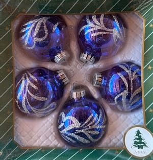 Karácsonyfadísz kék fényes  5 db-os szett 6 cm-es gömb