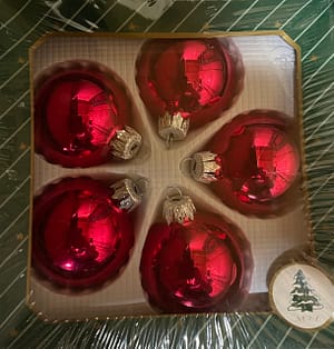 Karácsonyfadísz pink fényes szett, 5 db-os 6 cm-es