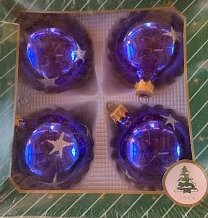 Karácsonyfadísz kék fényes 4 db-os, 8 cm-es csillaggal