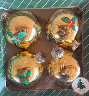 Karácsonyfadísz arany kézzel festett gömb szett