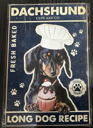 Fém Retro tabla "Long Dog Recipe"
