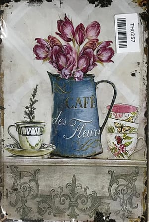 Fém Retro Tábla “Cafe des Fleurs”