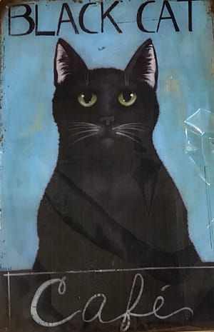 Fém Retro Tábla “Black Cat Café”