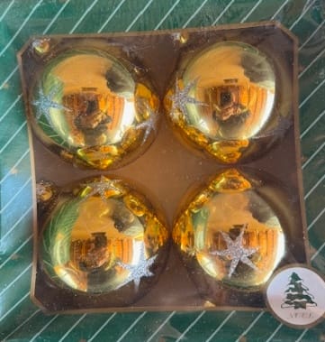 Karácsonyfadísz arany 4 db-os szett, 8 cm-es csillag mintás