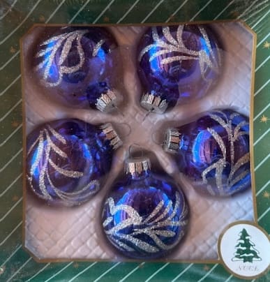 Karácsonyfadísz kék fényes 5 db-os szett 6 cm-es gömb