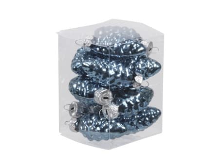 Kék fényes üveg toboz 6 cm