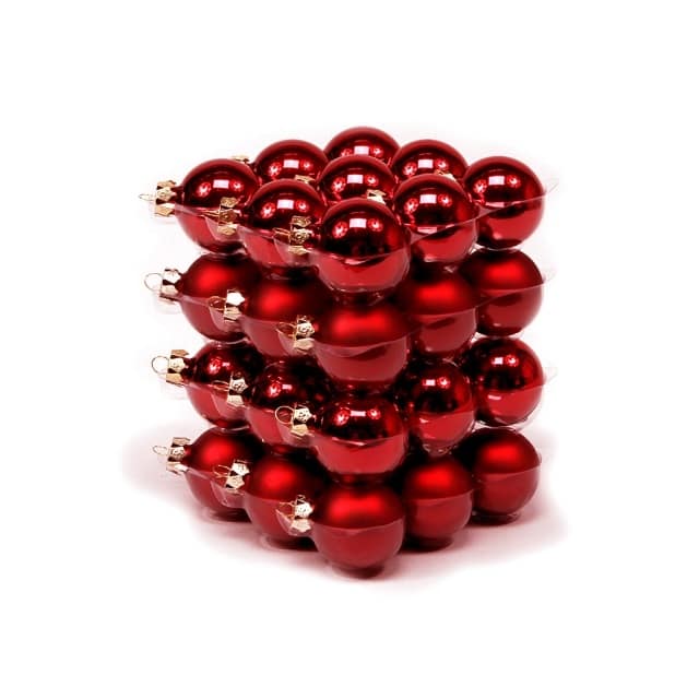 Piros fényes-matt Gömb üveg 3 cm