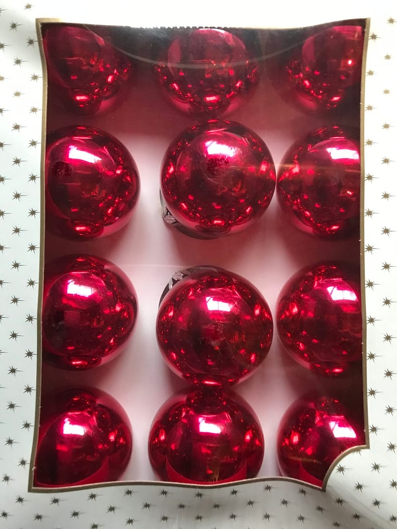 Karácsonyfadísz pink fényes gömb 12 db-os