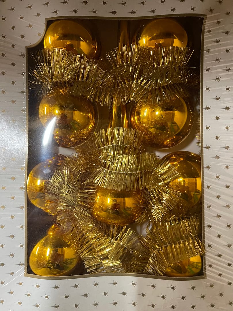 Karácsonyfadísz arany fényes szett 10 db-os