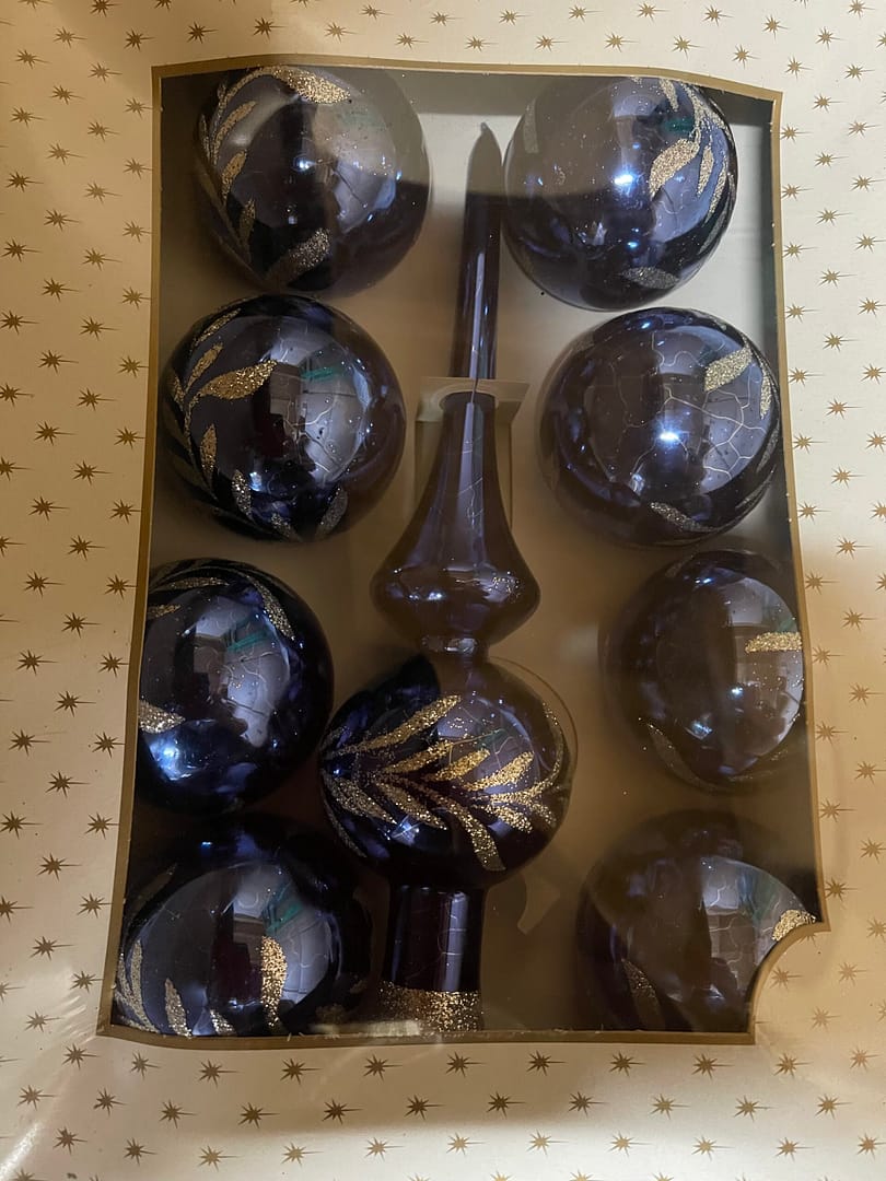 Karácsonyfadísz kék fényes 9 db-os szett