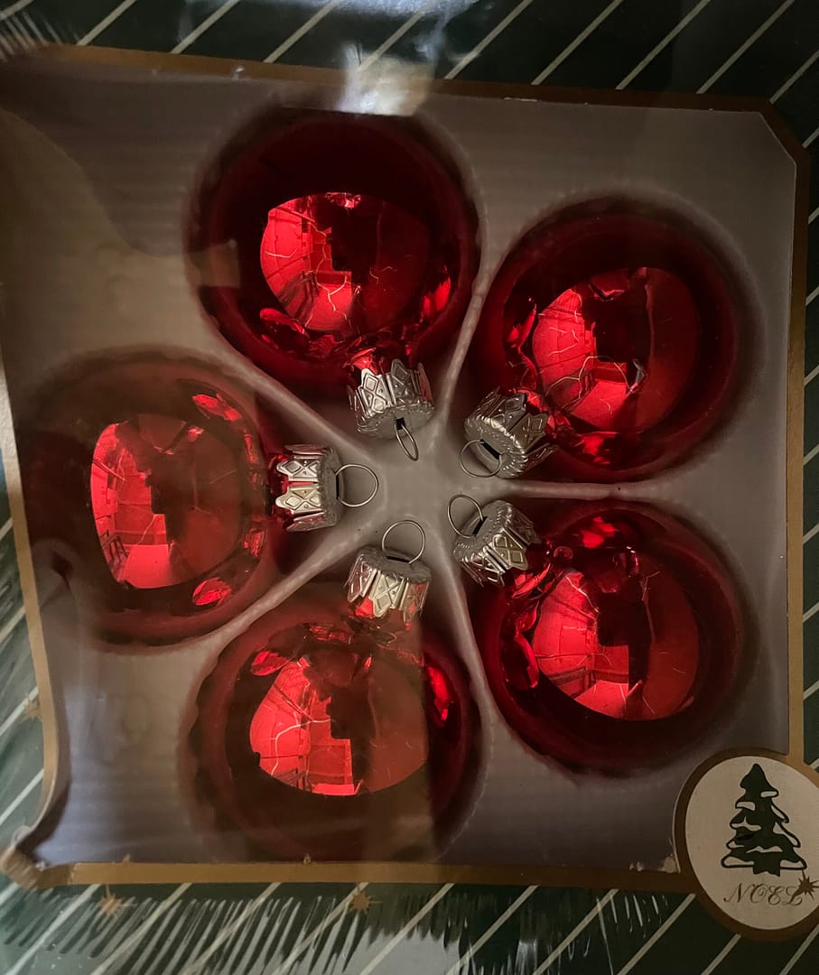 Karácsonyfadísz piros fényes szett 5 db-os 6 cm-es